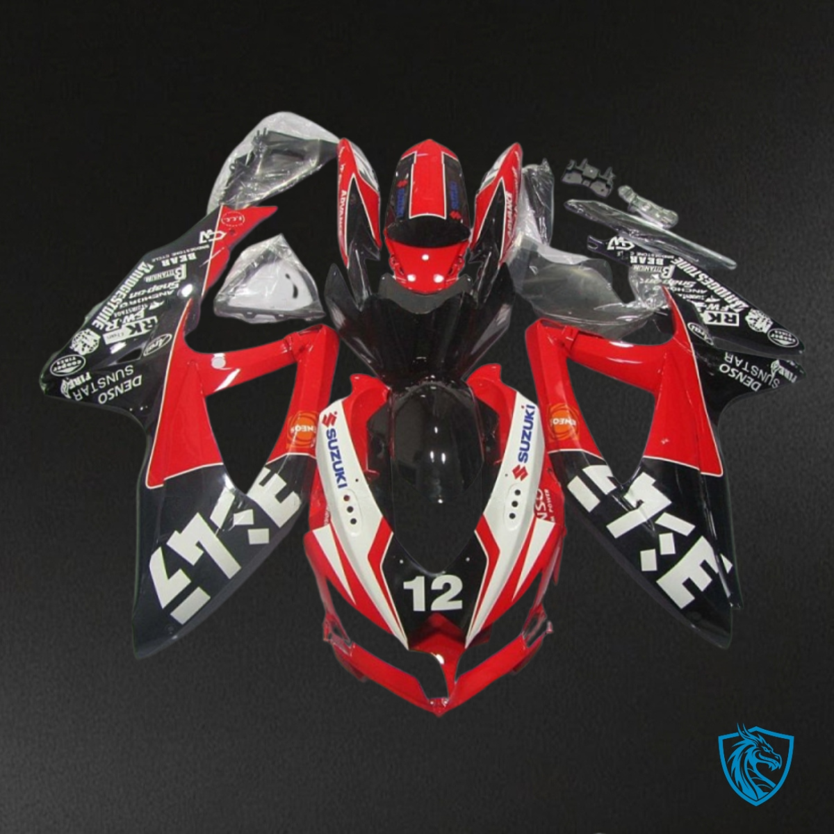 Suzuki GSXR600/750 (2008-2010) Red, Black & White Fairing Kit - Aftermarket ABS Bodywork