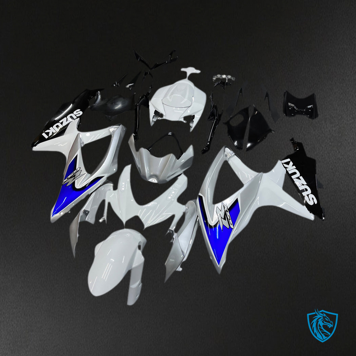 Suzuki GSXR 600-750 (2008-2010) Silver & White Generic - MERGEment Motorcycle Fairings Kit