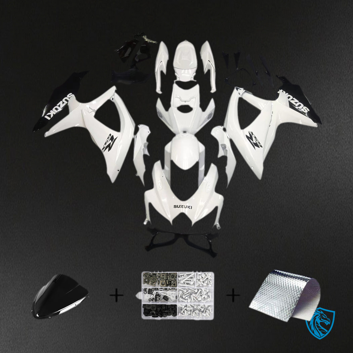 Suzuki GSXR 600-750 (2008-2010) White & Black Generic - Custom ABS Fairing Kit