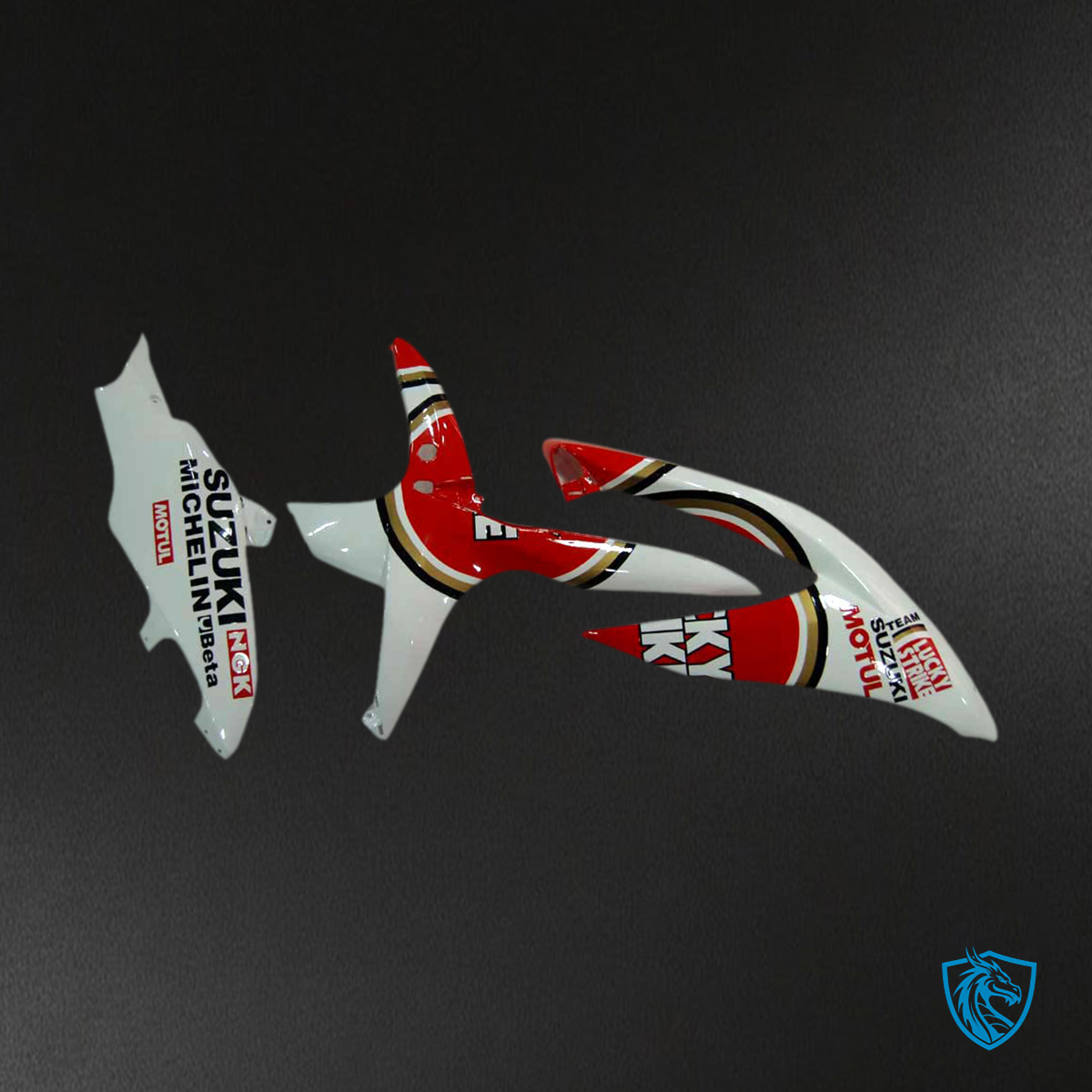 Suzuki GSXR 600-750 (2008-2010) White & Red Lucky Strike - Fairing Kit | ABS Bodywork