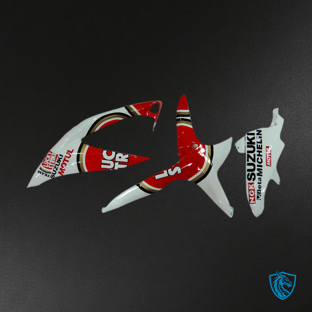 Suzuki GSXR 600-750 (2008-2010) White & Red Lucky Strike - Fairing Kit | ABS Bodywork