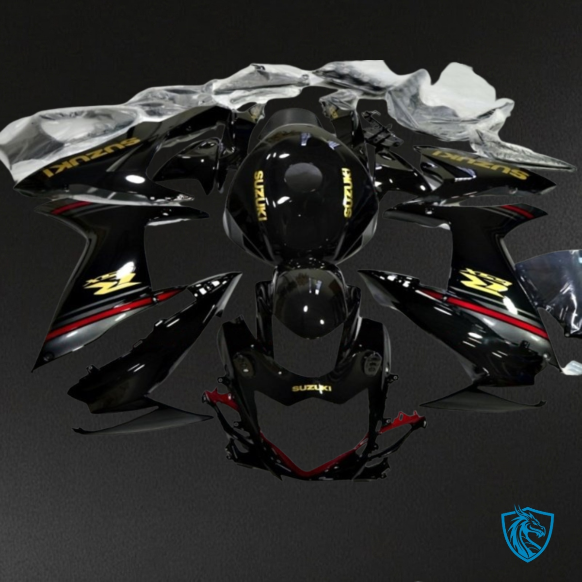 Suzuki GSXR600/750 (2011-2019) Black & Red Stripe - MERGEment Motorcycle Fairings Kit