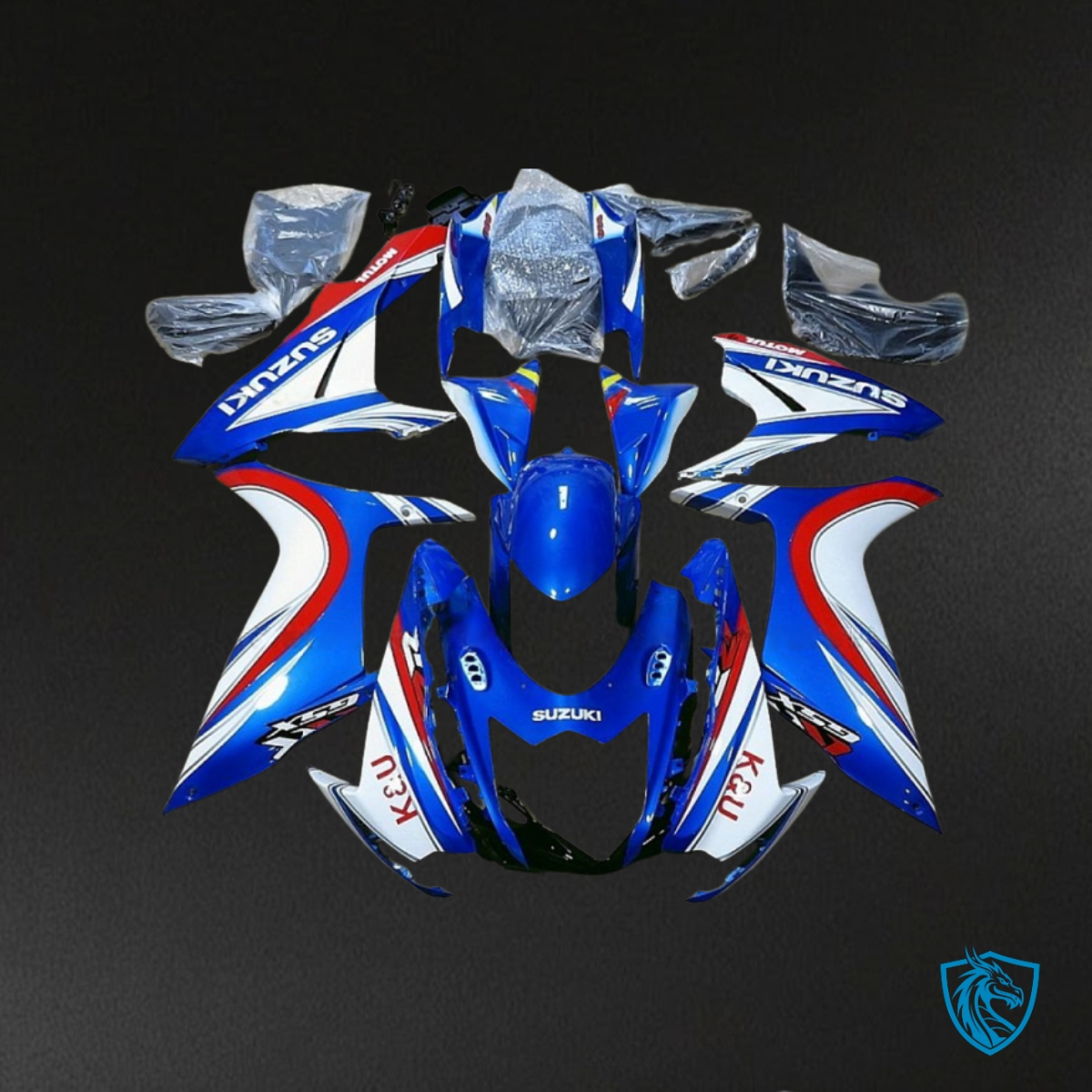 Suzuki GSXR600/750 (2011-2019) Blue & White Stripes - MERGEment Motorcycle Fairings Kit