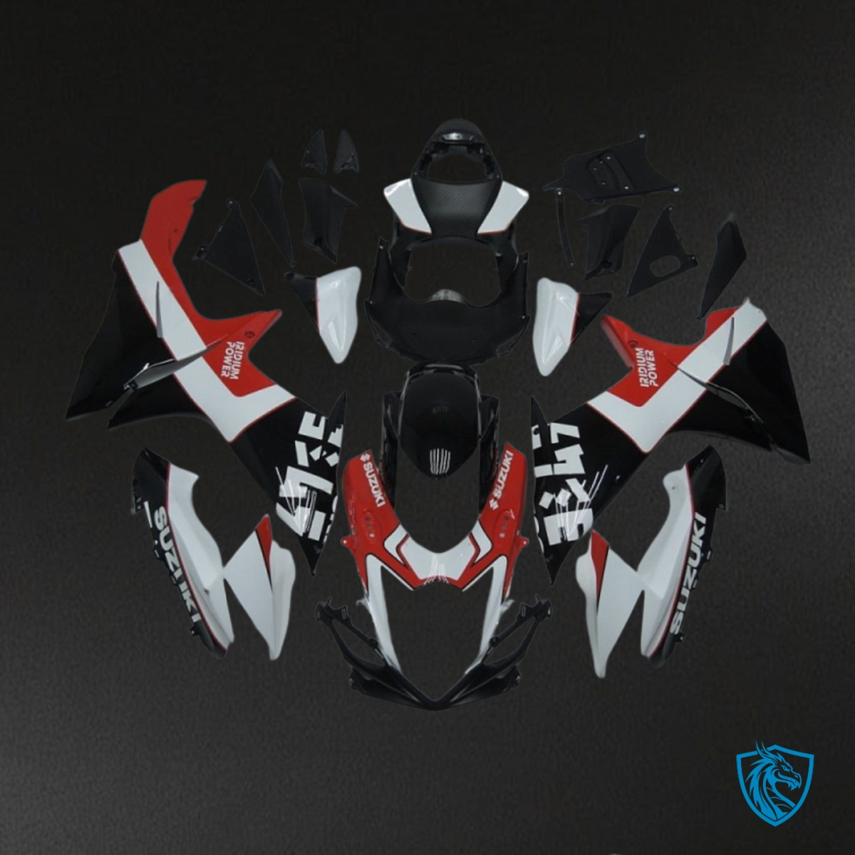 Suzuki GSXR600/750 (2011-2019) Red, Black & White - Custom ABS Fairing Kit
