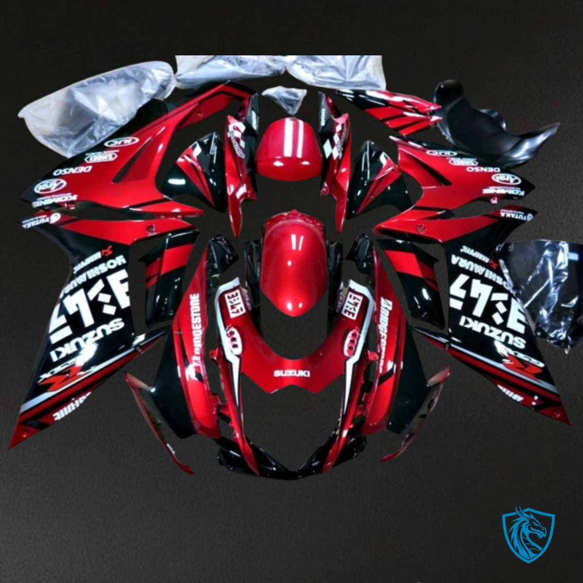 Suzuki GSXR600/750 (2011-2019) Red & Black Logos - Custom ABS Fairing Kit