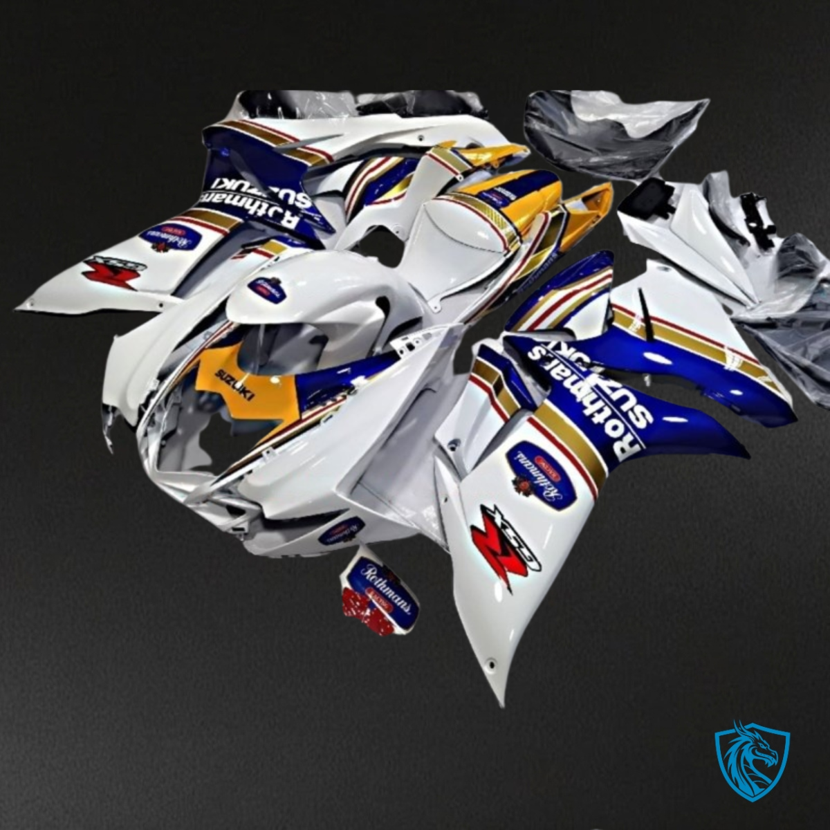 Suzuki GSXR600/750 (2011-2019) White & Blue Rothmans Fairing Kit - Aftermarket ABS Bodywork