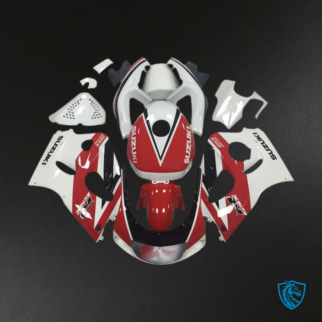 Suzuki GSXR600 (1996-2000) Gloss White & Red Fairing Kit| ABS Bodywork