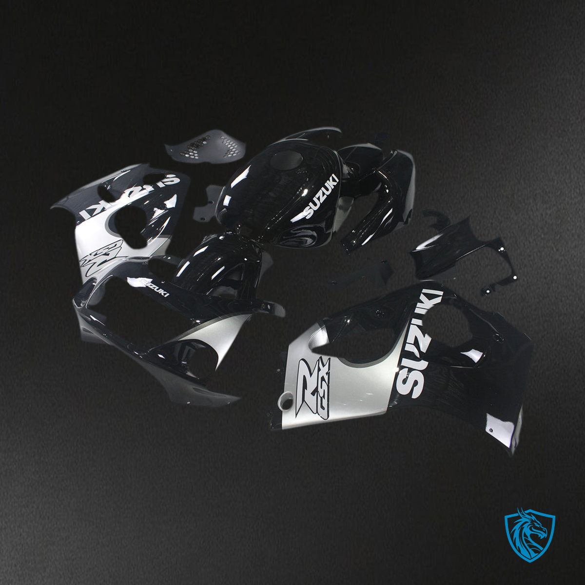 Suzuki GSXR600 (1996-2000) Gloss Black & White Fairing Kit | ABS Bodywork