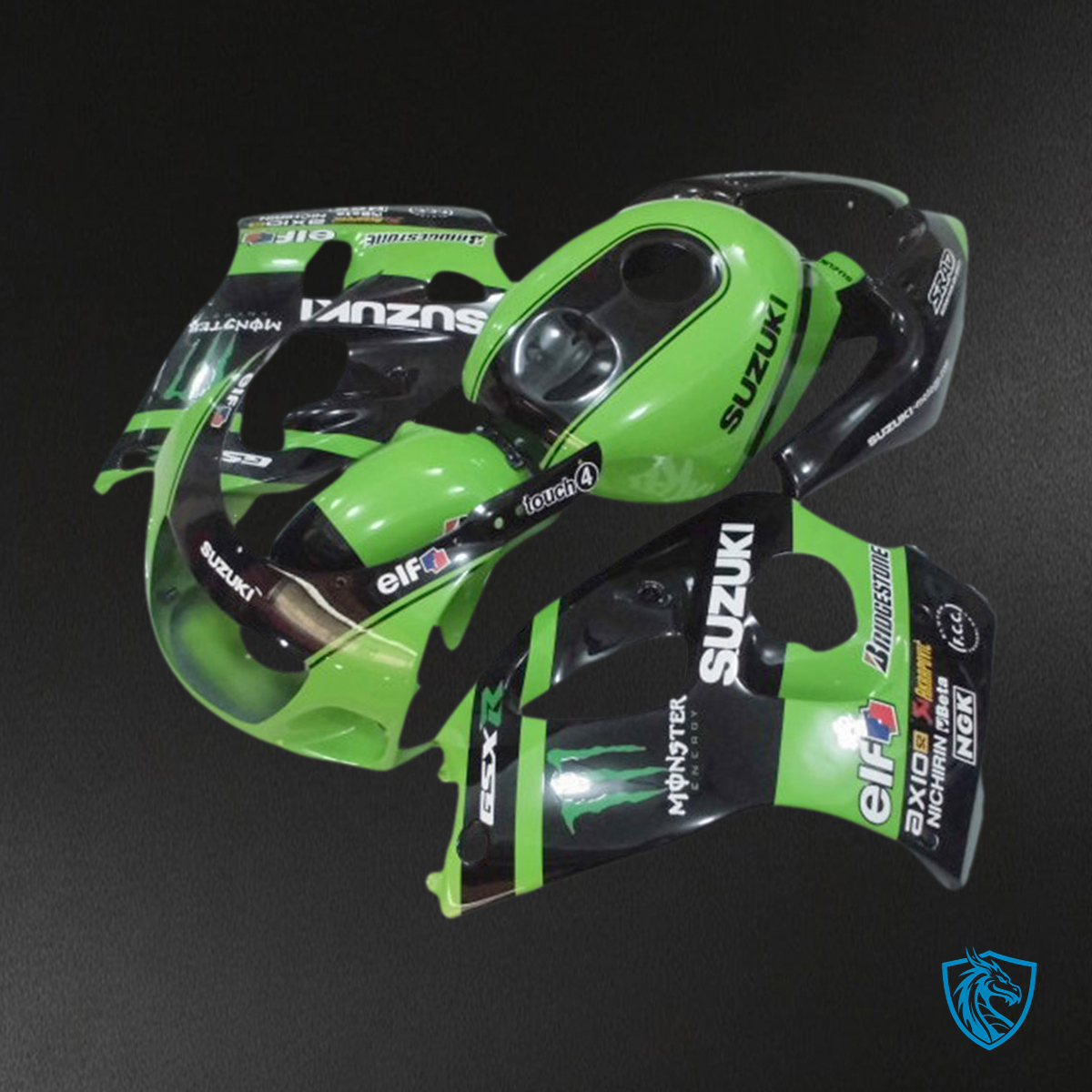 Suzuki GSXR600 (1996-2000) Green, Black & White - MERGEment Motorcycle Fairings Kit