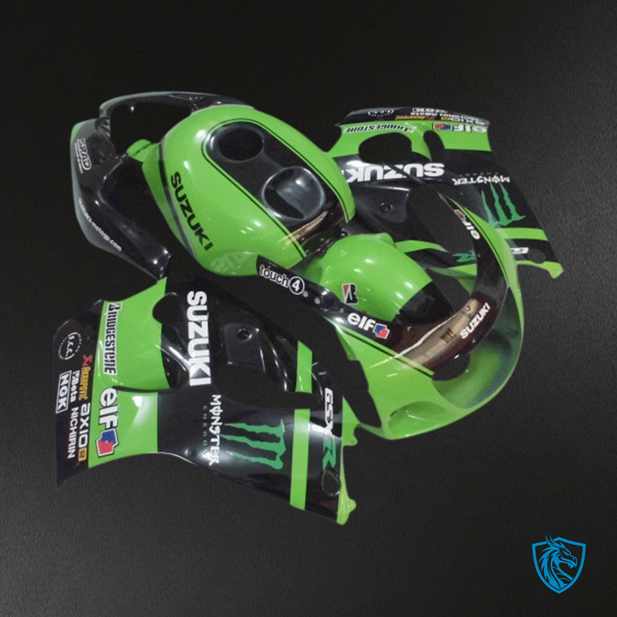 Suzuki GSXR600 (1996-2000) Green, Black & White - MERGEment Motorcycle Fairings Kit