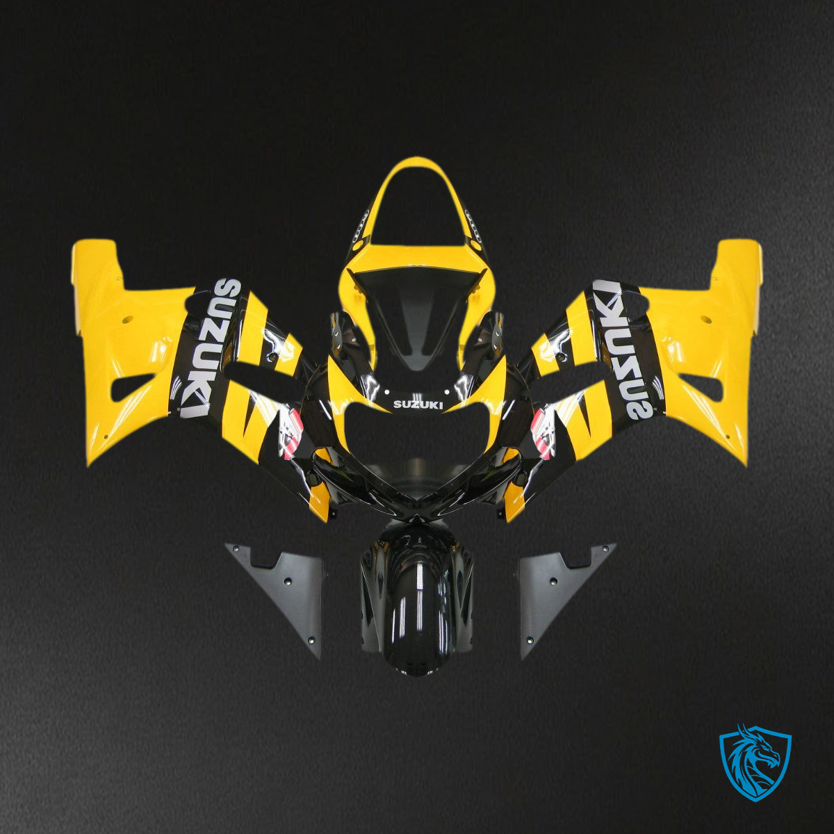 Suzuki GSXR 750 (2000-2003) Gloos Yellow, Black Generic - Custom ABS Fairing Kit