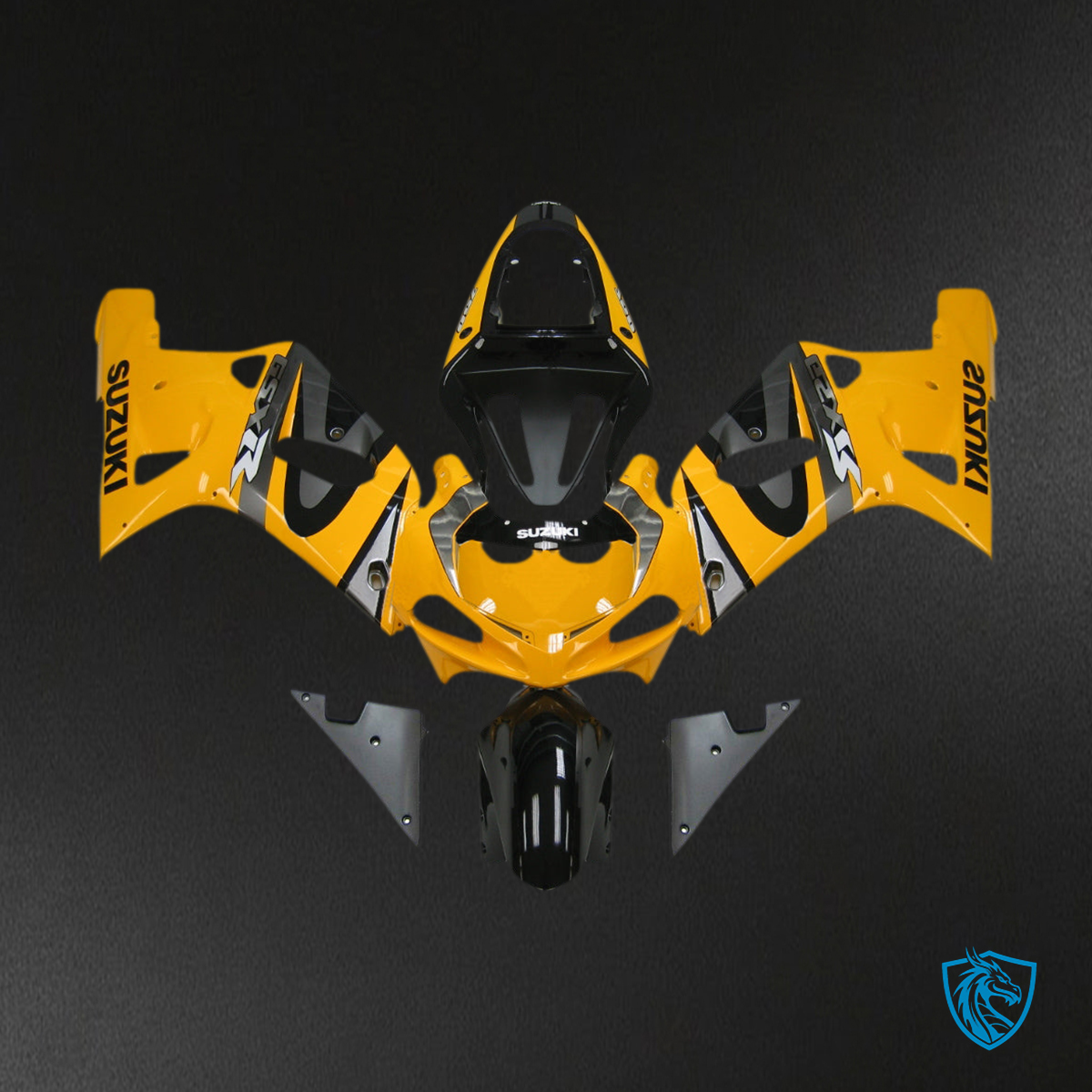 Suzuki GSXR 750 (2000-2003) Gloos Yellow, Black & White - MERGEment Motorcycle Fairings Kit