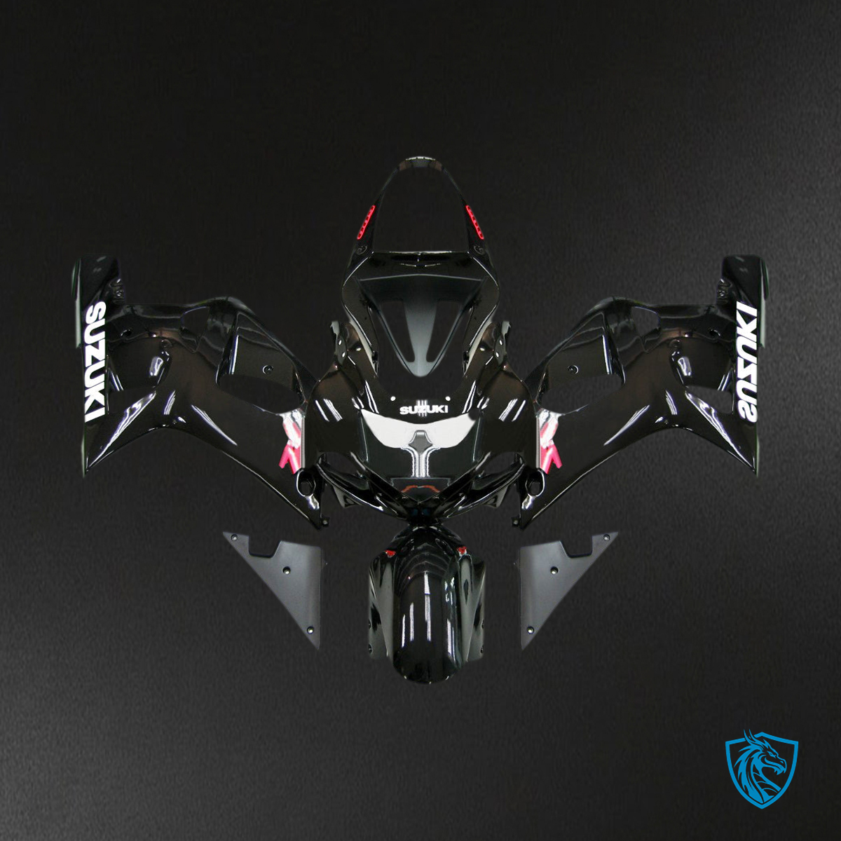 Suzuki GSXR 750 (2000-2003) Black, White & Red Generic - MERGEment Motorcycle Fairings Kit