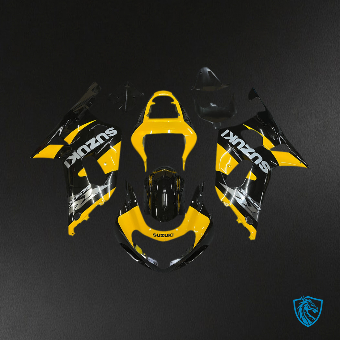 Suzuki GSXR 750 (2000-2003) Yellow, Black & White Generic - Custom ABS Fairing Kit