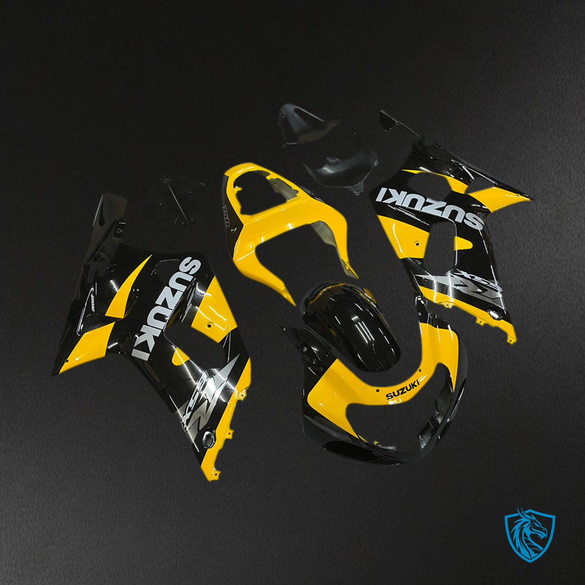 Suzuki GSXR 750 (2000-2003) Yellow, Black & White Generic - Custom ABS Fairing Kit