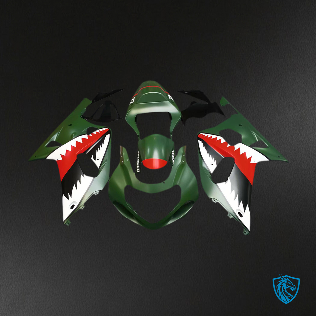 Suzuki GSXR600 (2001-2003) Shark Green, Red & White Fairing Kit | ABS Bodywork