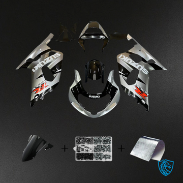 Suzuki GSXR600 (2001-2003) Gloss Silver & Gloss Black - MERGEment Motorcycle Fairings Kit