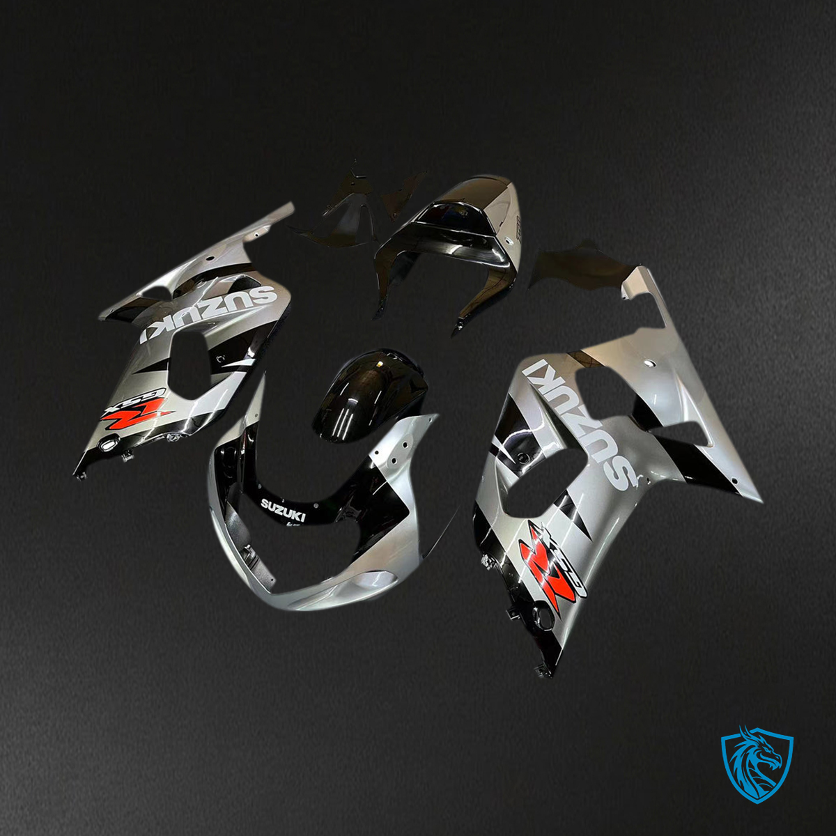 Suzuki GSXR600 (2001-2003) Gloss Silver & Gloss Black - MERGEment Motorcycle Fairings Kit