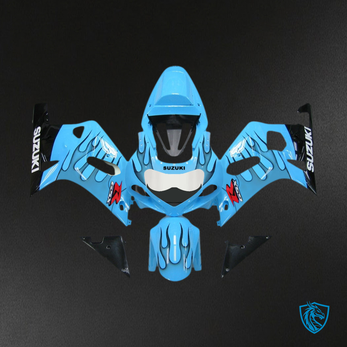 Suzuki GSXR750 (2001-2003) Gloss Light Blue & Black - MERGEment Motorcycle Fairings Kit