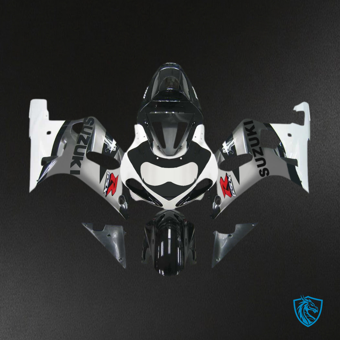 Suzuki GSXR750 (2001-2003) White & Gloss Black - Aftermarket ABS Bodywork
