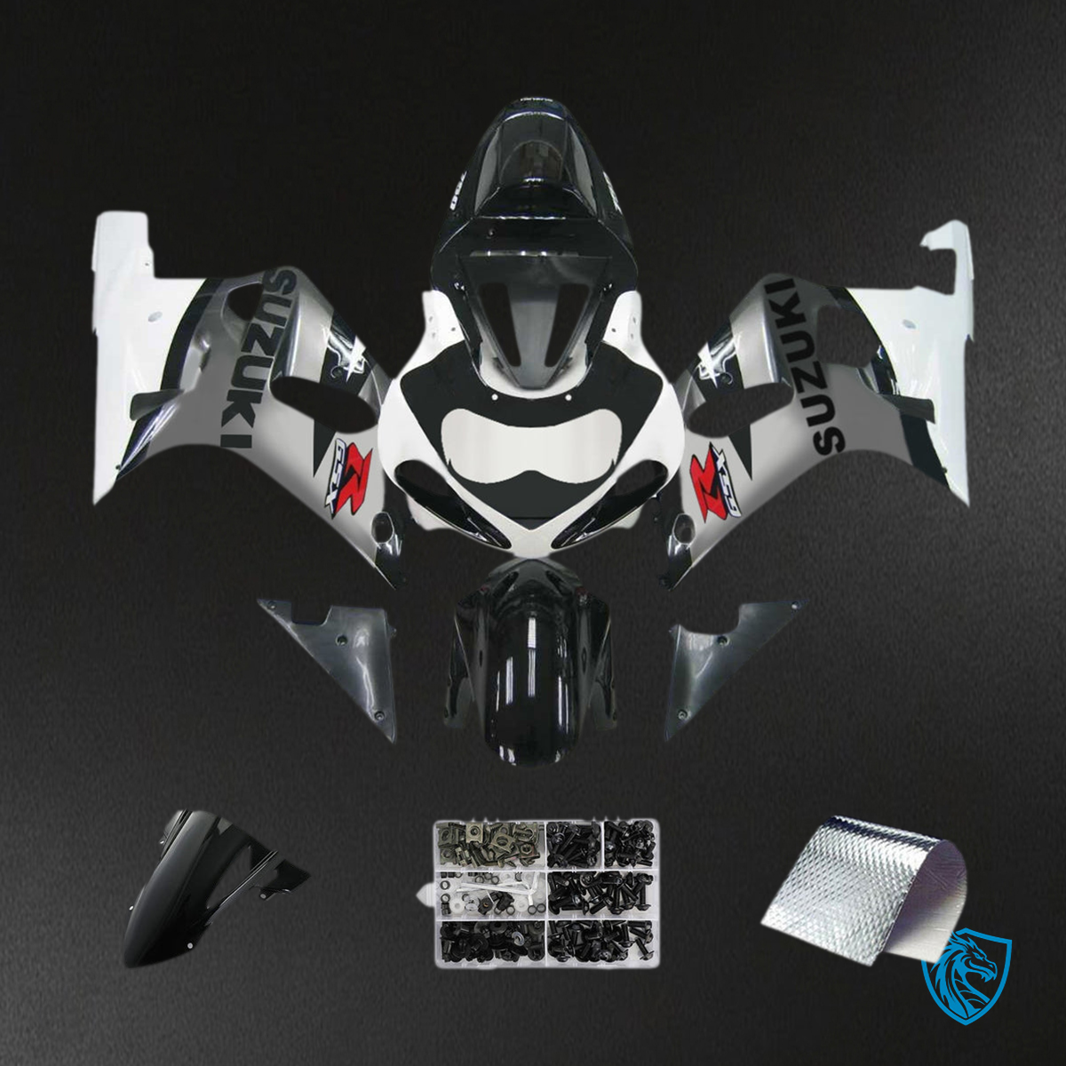 Suzuki GSXR750 (2001-2003) White & Gloss Black - Aftermarket ABS Bodywork