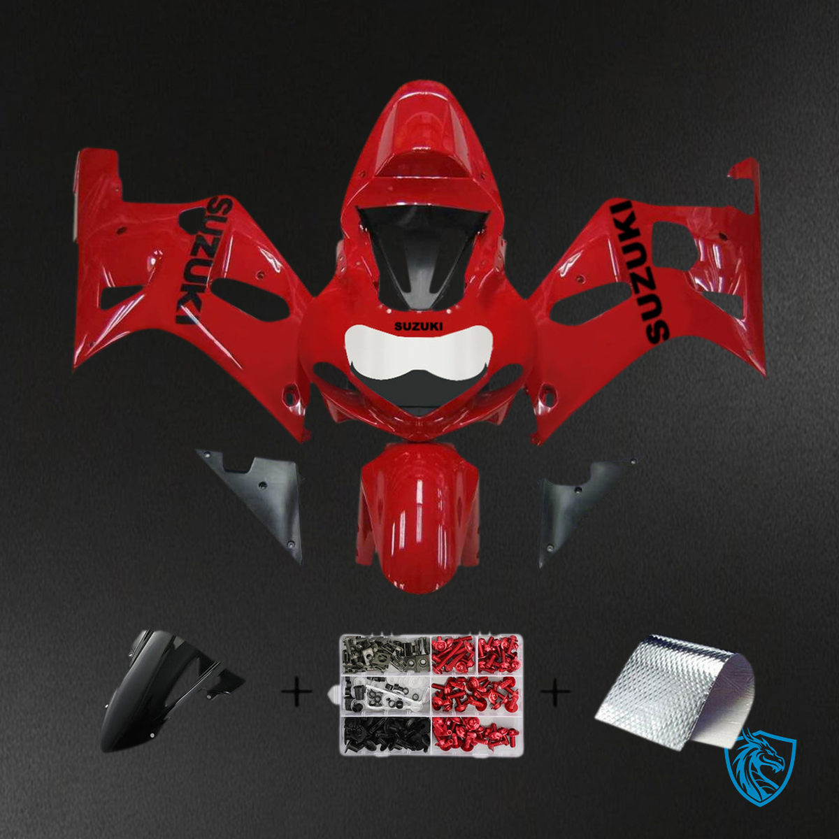Suzuki GSXR750 (2001-2003) Red & Gloss Black - Custom ABS Fairing Kit