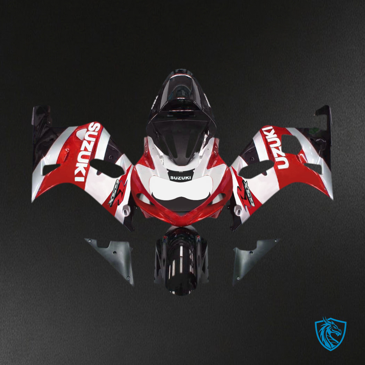 Suzuki GSXR750 (2001-2003) Gloss Red & White - MERGEment Motorcycle Fairings Kit