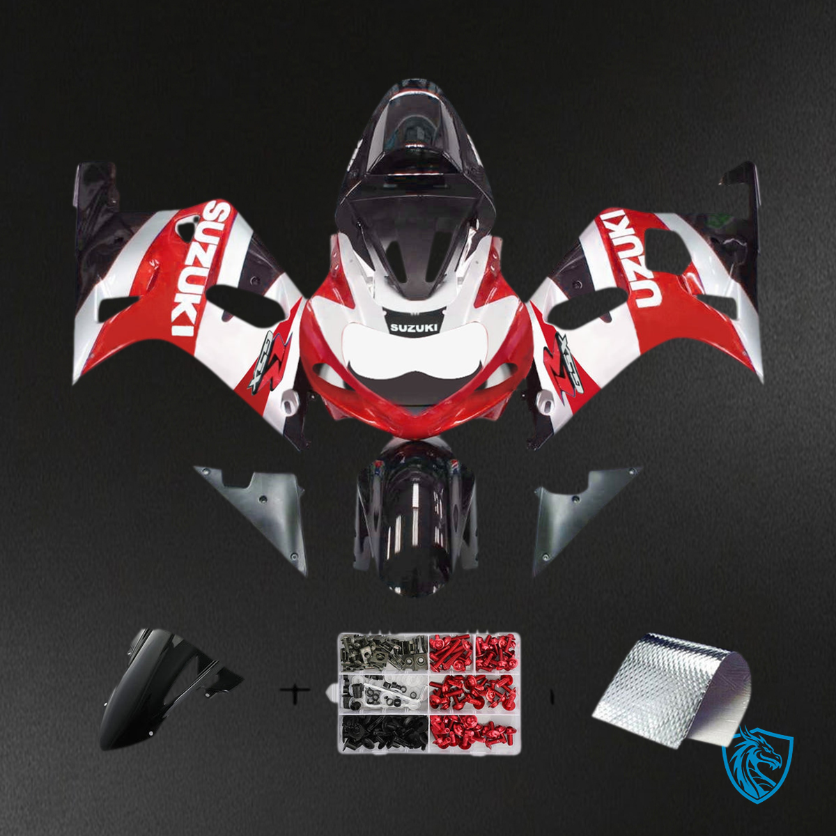Suzuki GSXR750 (2001-2003) Gloss Red & White - MERGEment Motorcycle Fairings Kit