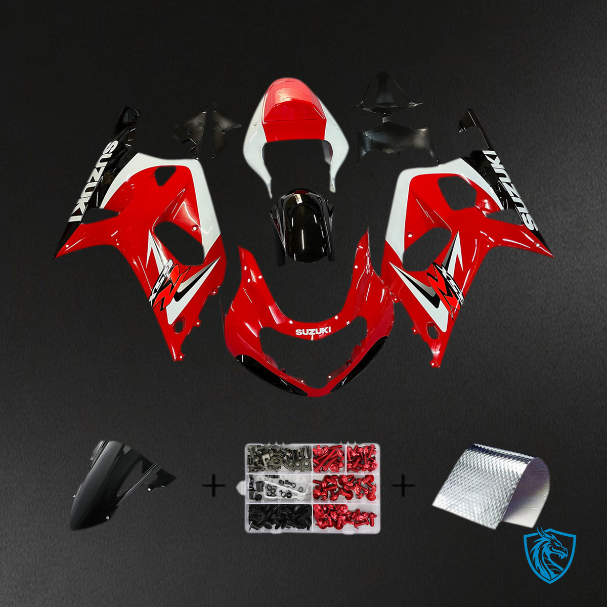 Suzuki GSXR750 (2001-2003) Gloss Red, Black & White Fairing Kit | ABS Bodywork