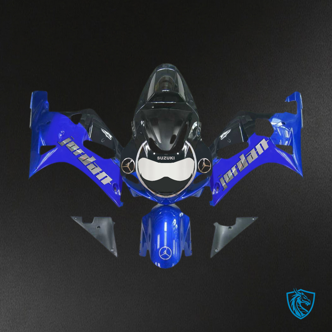 Suzuki GSXR750 (2001-2003) Gloss Blue & Black - Custom ABS Fairing Kit