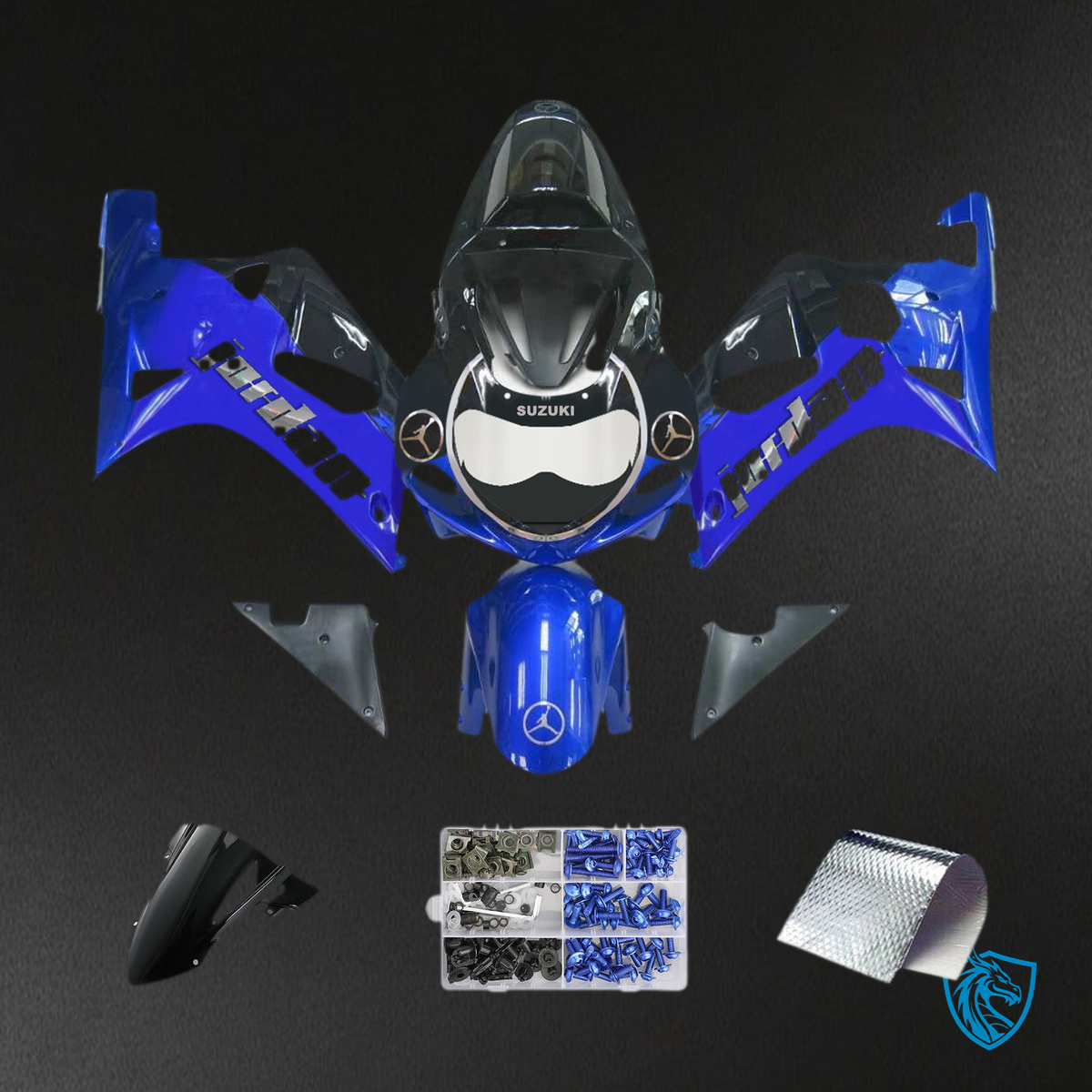 Suzuki GSXR750 (2001-2003) Gloss Blue & Black - Custom ABS Fairing Kit