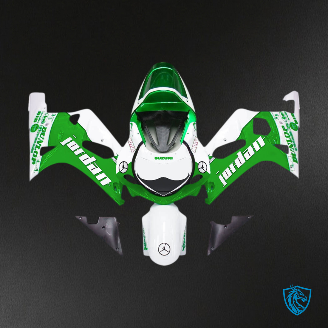 Suzuki GSXR750 (2001-2003) Green, White & Black Fairing Kit | ABS Bodywork