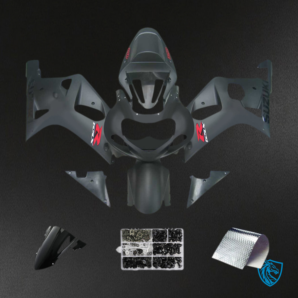 Suzuki GSXR750 (2001-2003) Matte Black & Red - MERGEment Motorcycle Fairings Kit