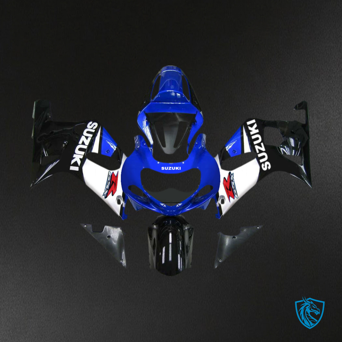 Suzuki GSXR750 (2001-2003) Blue, Gloss Black & White Fairing Kit | ABS Bodywork