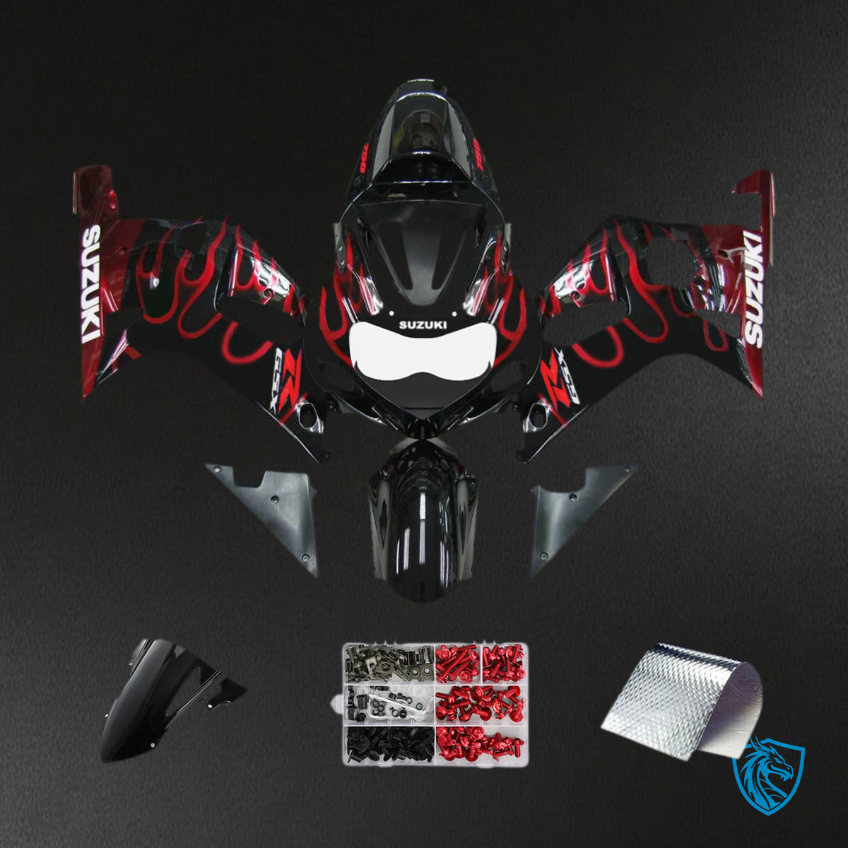 Suzuki GSXR750 (2001-2003) Gloss Red & Black - MERGEment Motorcycle Fairings Kit