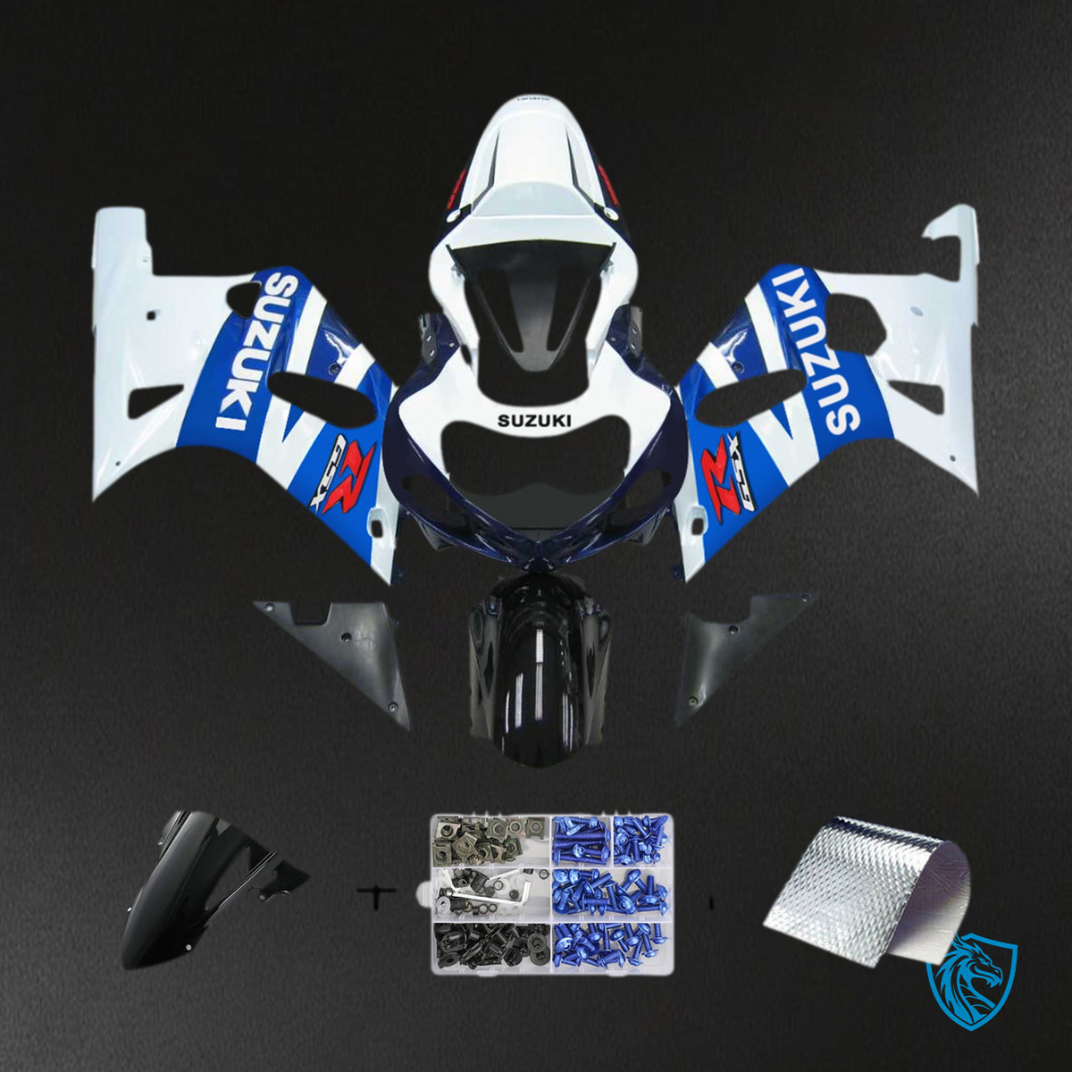 Suzuki GSXR750 (2001-2003) Blue, White & Gloss Black Fairing Kit | ABS Bodywork