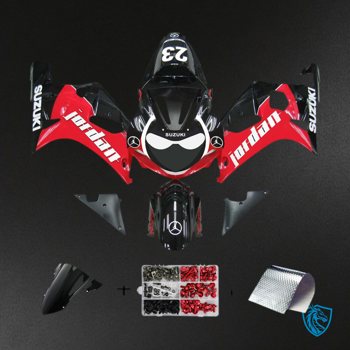 Suzuki GSXR750 (2001-2003) Gloss Red & Black - Custom ABS Fairing Kit