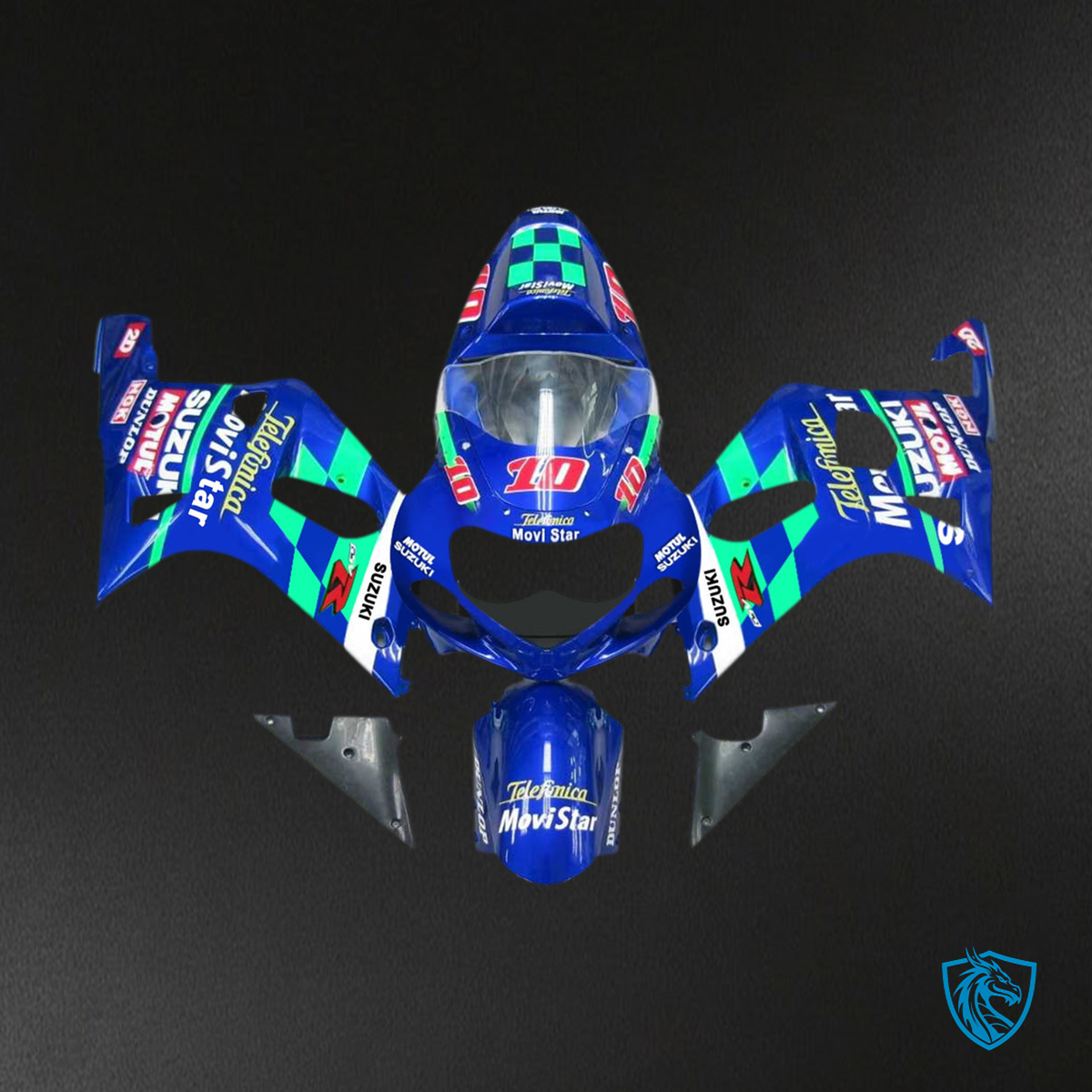 Suzuki GSXR750 (2001-2003) Blue, White & Green Fairing Kit | ABS Bodywork