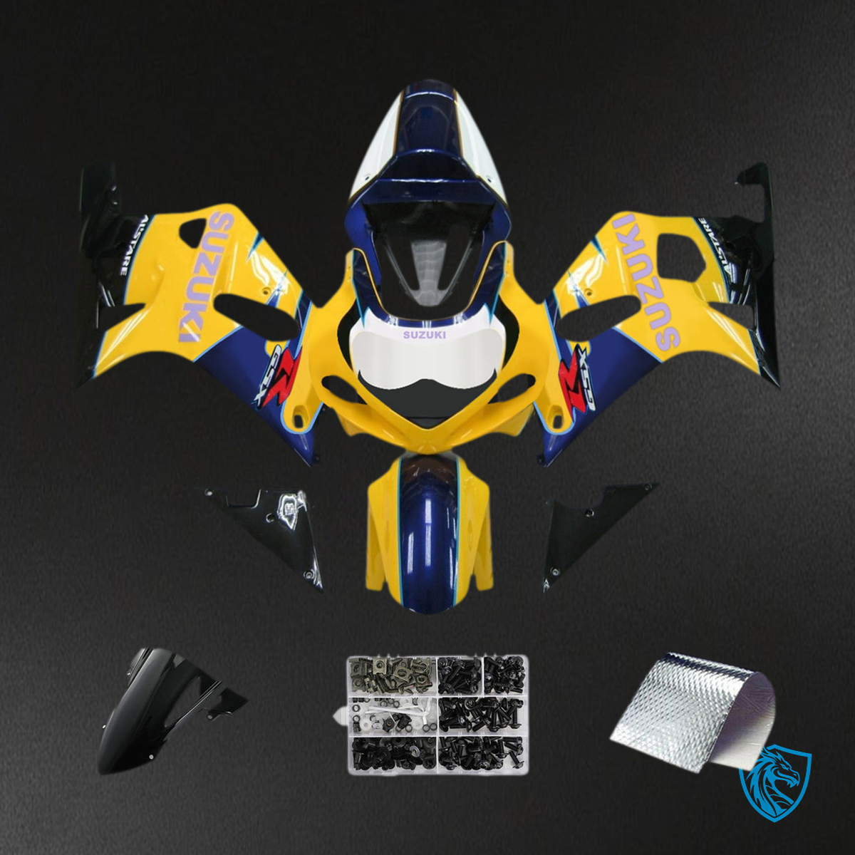 Suzuki GSXR750 (2001-2003) Gloss Yellow, Blue & Black Fairing Kit - Aftermarket ABS Bodywork