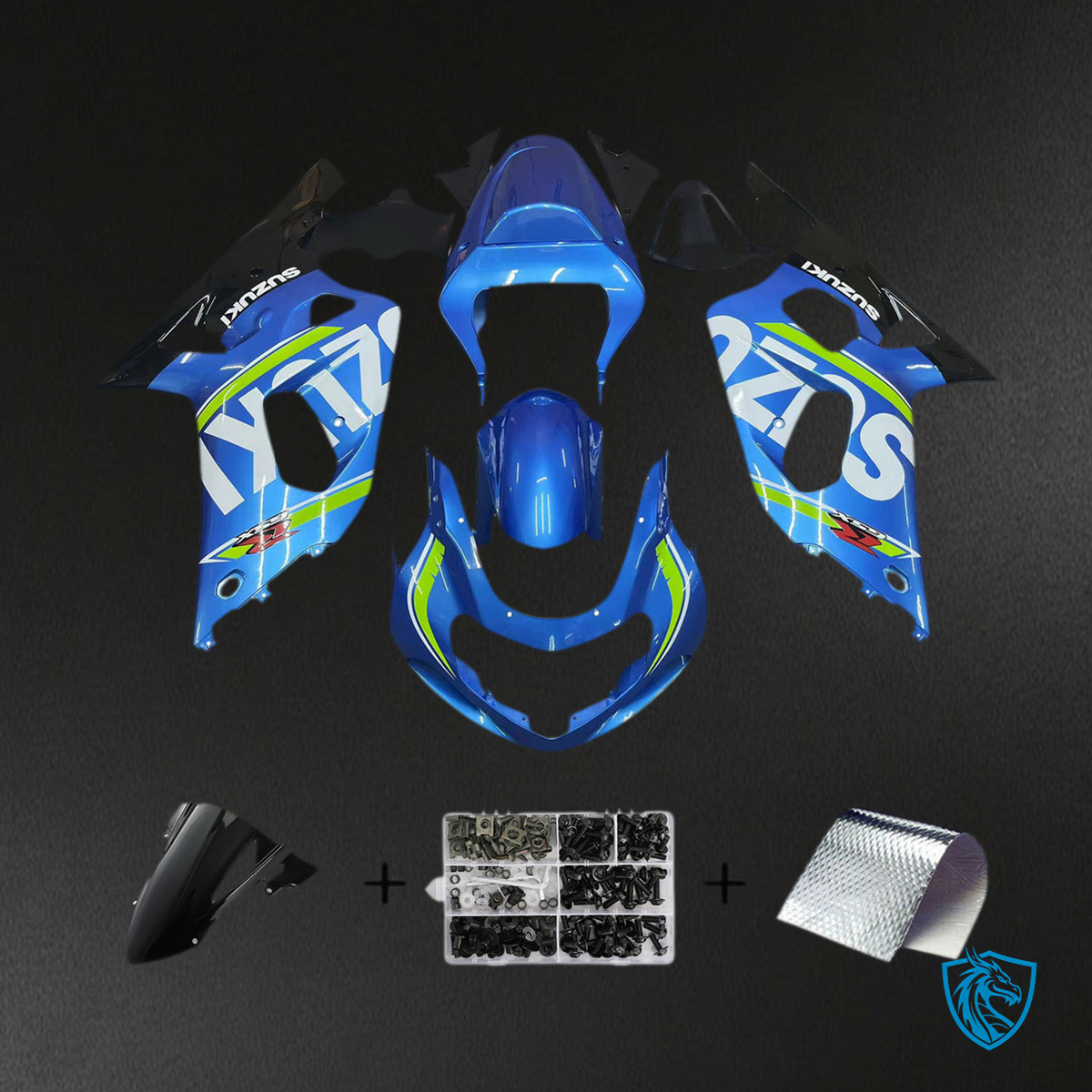 Suzuki GSXR750 (2001-2003) Gloss Blue & Black Fairing Kit - Aftermarket ABS Bodywork