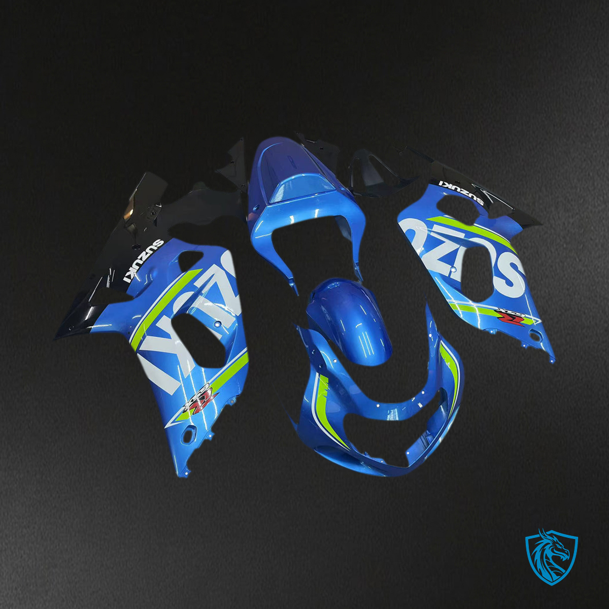 Suzuki GSXR750 (2001-2003) Gloss Blue & Black Fairing Kit - Aftermarket ABS Bodywork