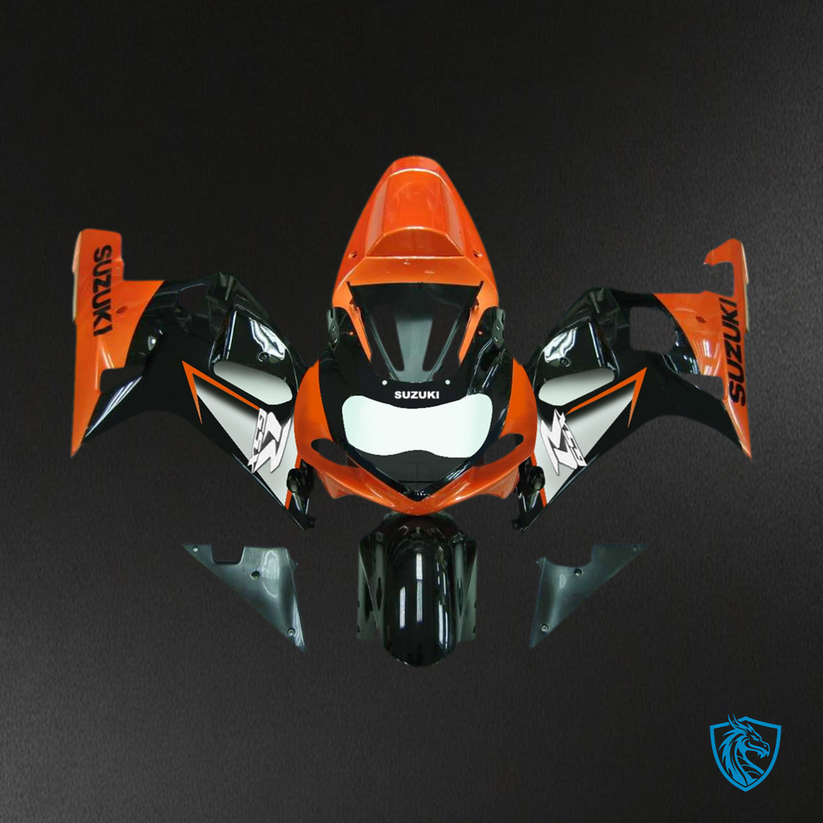 Suzuki GSXR750 (2001-2003) Orange & Gloss Black - Custom ABS Fairing Kit