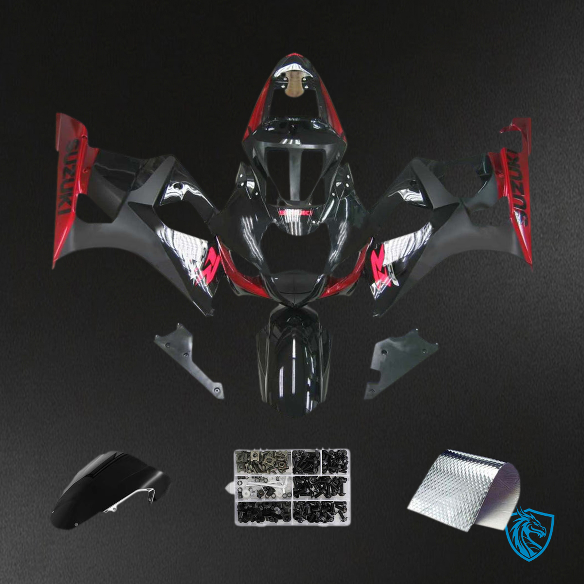 Suzuki GSX-R 1000 (2003-2004) Red & Black K3 Fairing Kit - Aftermarket ABS Bodywork