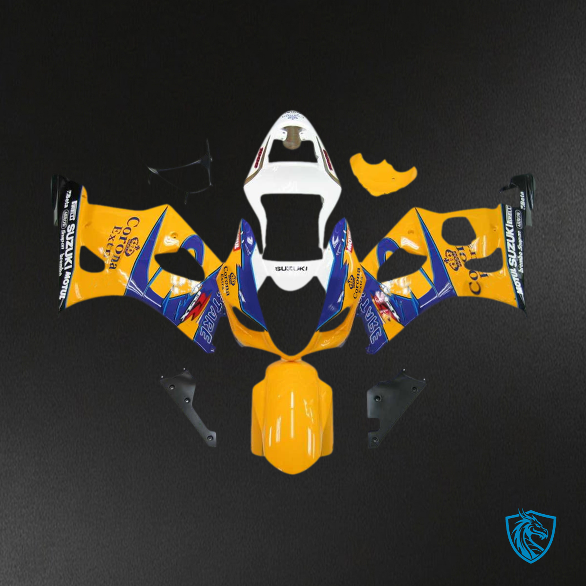 Suzuki GSX-R 1000 (2003-2004) Yellow, Blue & White K3 - Custom ABS Fairing Kit