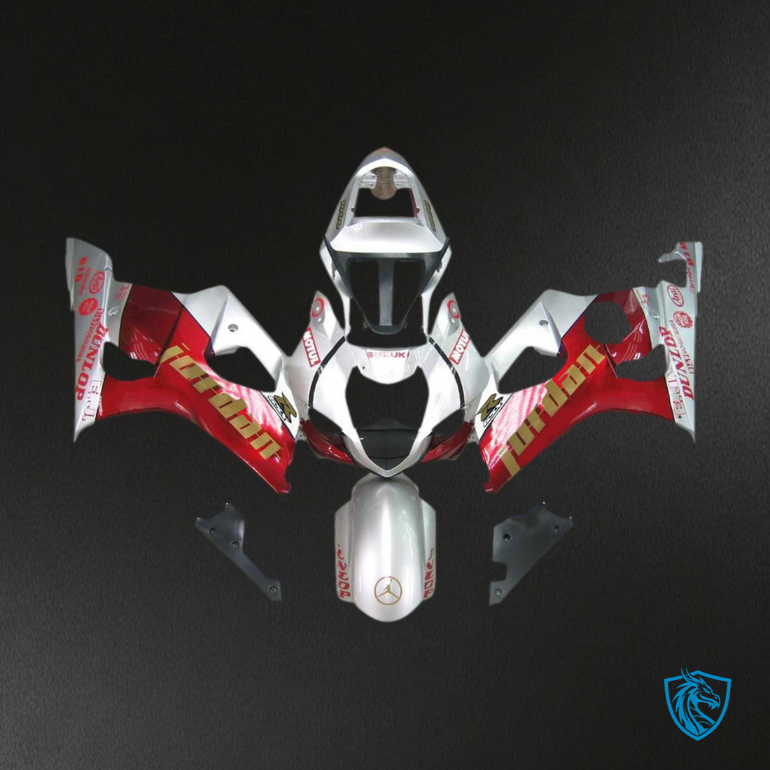 Suzuki GSXR1000 (2003-2004) K3 Gloss Red & White - MERGEment Motorcycle Fairings Kit