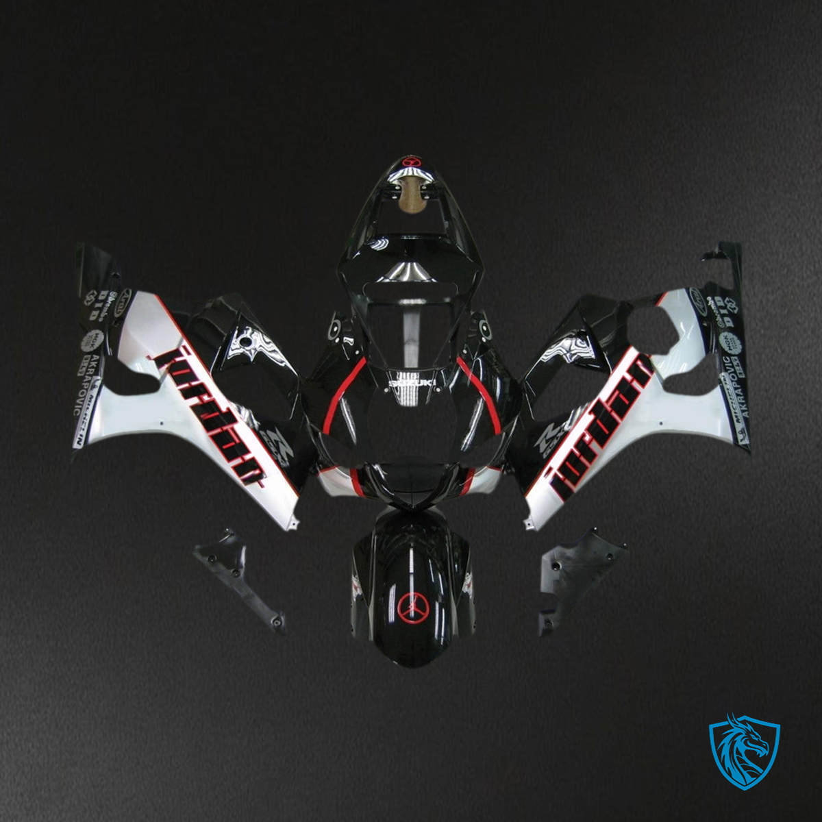 Suzuki GSXR1000 (2003-2004) K3 White & Black Fairing Kit - Aftermarket ABS Bodywork