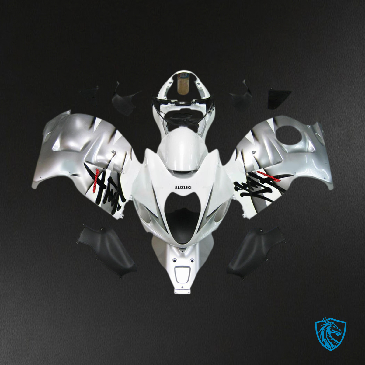 Suzuki GSXR1300 (1999-2007) White, Black & Silver Fairing Kit - Aftermarket ABS Bodywork
