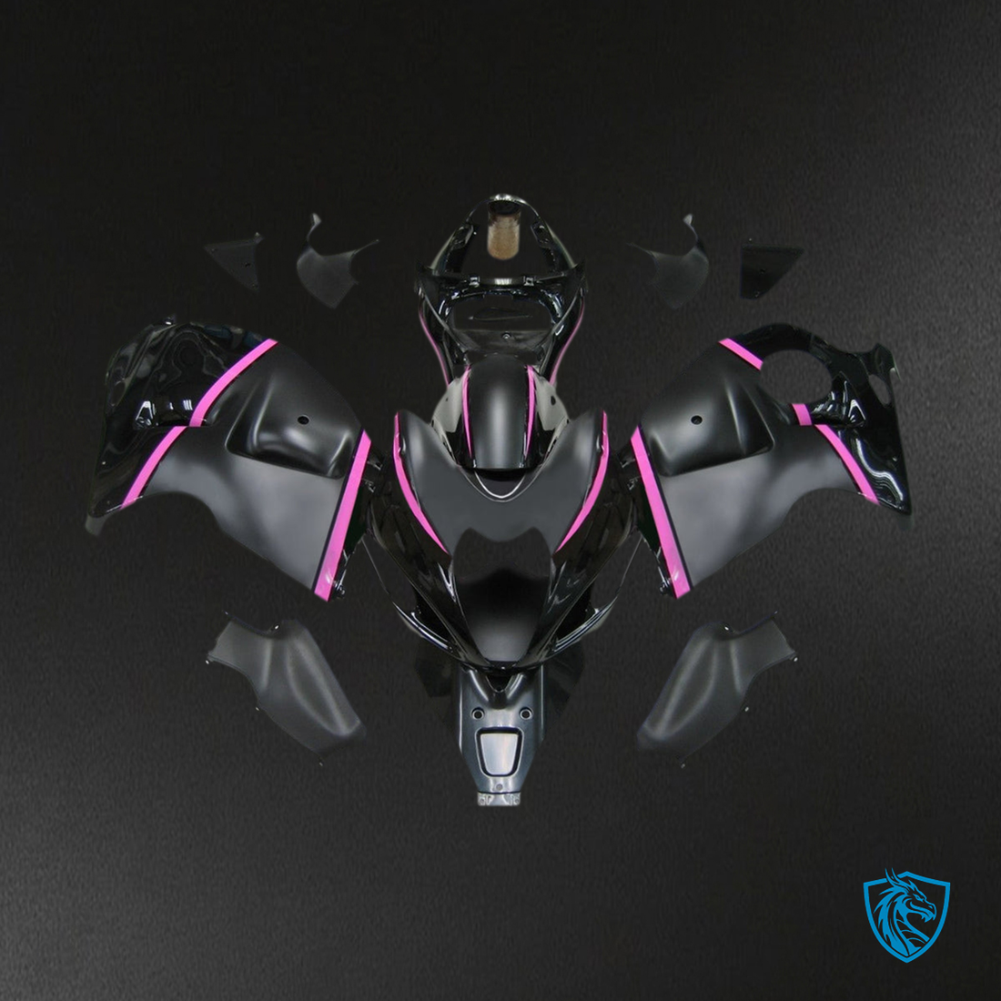 Suzuki GSXR1300 (1999-2007) Gloss Black & Pink Injection - Custom ABS Fairing Kit