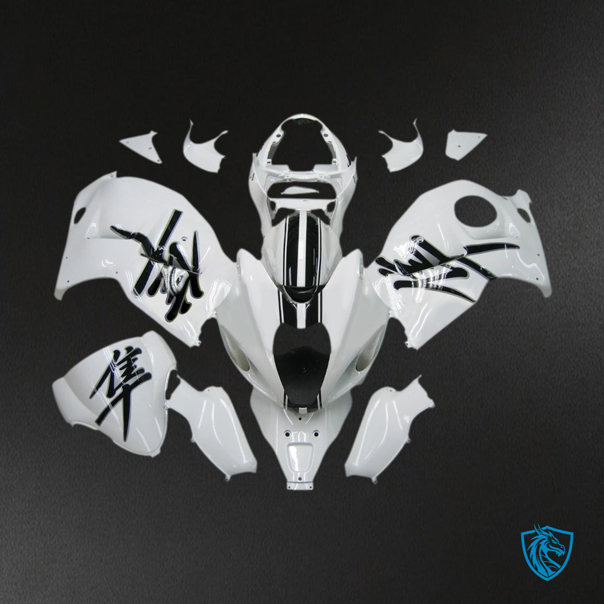 Suzuki GSXR1300 (1999-2007) Gloss White & Black Injection - Custom ABS Fairing Kit