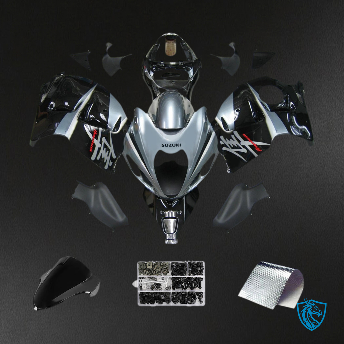 Suzuki GSXR1300 (1999-2007) Silver & Black Injection Fairing Kit - Aftermarket ABS Bodywork